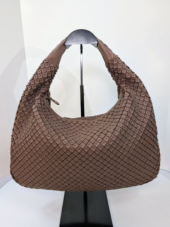 Bottega Veneta Handbags - Bottega Veneta Light Brown "Frayed" Intrecciato Nappa Veneta Hobo